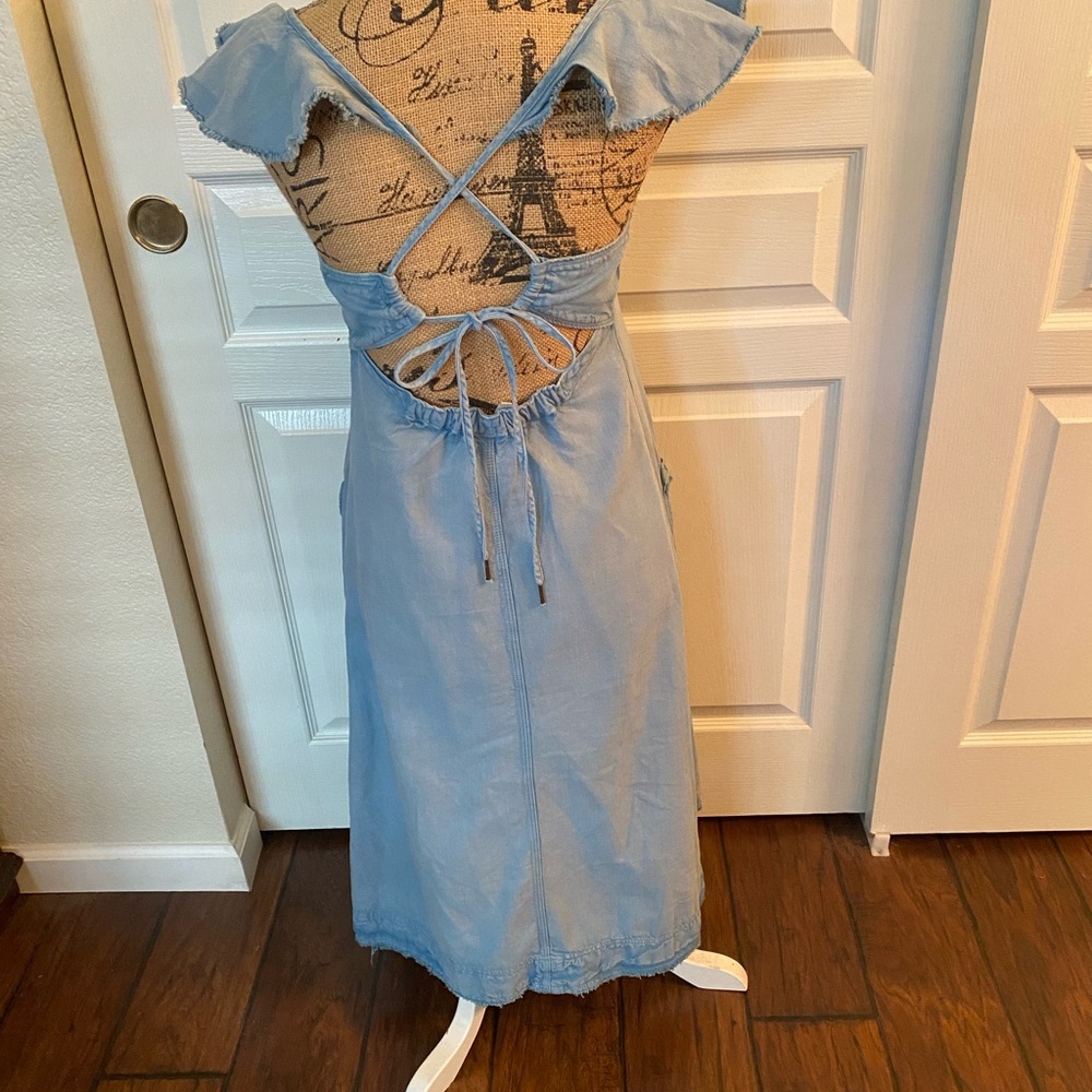 Pilcro Blue Denim Look Midi Dress Size S/M - Picture 2 of 6